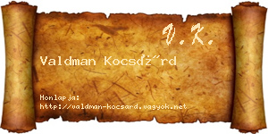 Valdman Kocsárd névjegykártya